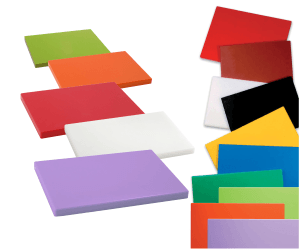 Variedad de colores de las tablas de corte de polietileno