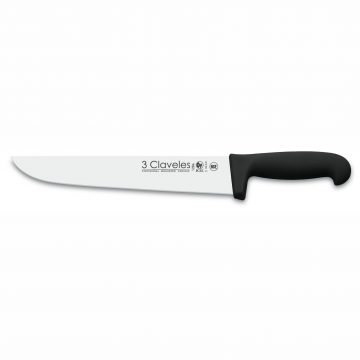 Cuchillo de Carnicero 3 Claveles 1286 de 25 cm con mango negro de polipropileno esterilizable a 135ºC