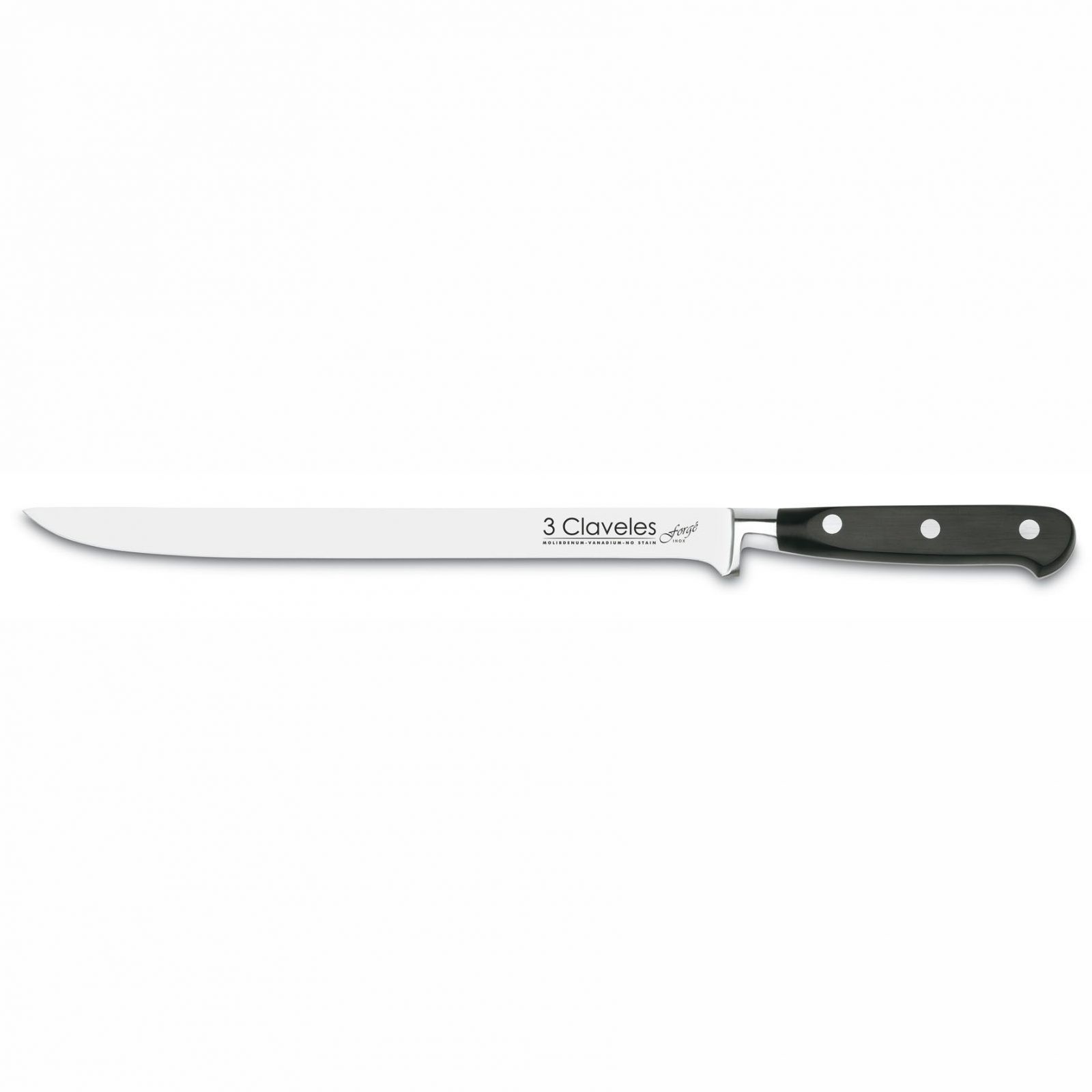 Tradineur - Cuchillo jamonero de acero inoxidable, hoja de 25 cm y mango  ergonómico de plástico, cuchillo para cortado de jamón