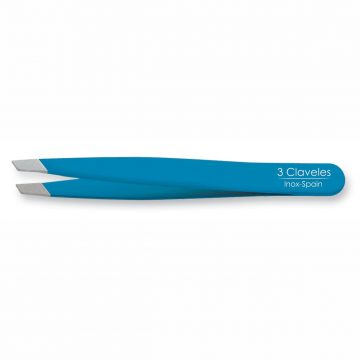 Pinza de Depilar Sesgada Azul 9cm – 3 Claveles 12277 – Cuchillalia