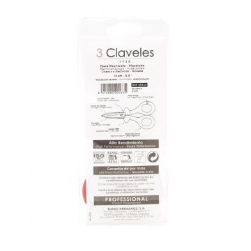 Reverso del blister de las tijeras de electricista 3 Claveles Protect 1000V 163 – Cuchillalia.com