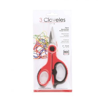 Anverso del blister de las tijeras de electricista microdentadas 3 Claveles 153 – Cuchillalia.com