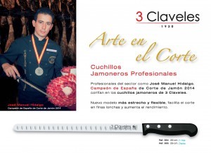 Cuchillo Jamonero Alveolado 3 Claveles 964 POM de 29cm