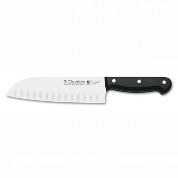 Cuchillalia – Cuchillo Santoku Alveolado 18cm 7″ Línea UNIBLOCK – 3 Claveles 1124