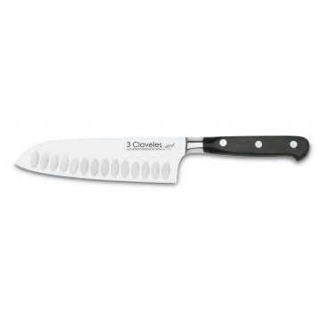 Cuchillalia – 3 Claveles Forgé 1565 – Cuchillo Santoku Alveolado 17cm