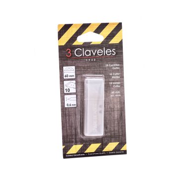 Frontal del blister de las cuchillas de recambio para cutter – 3 Claveles 238