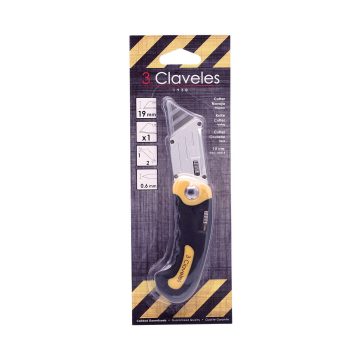 Frontal del blister del cutter navaja plegable – 3 Claveles 215