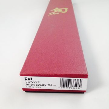KAI VG-0006 Shun Pro Sho – Cuchillo Yanagiba de 27cm – Detalle de la etiqueta en la caja.