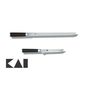 Lote de 2 cuchillos KAI Shun Damasco formado por el Jamonero DM-0735 y el Deshuesador DM-0710