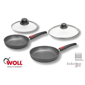 Lote 2 Sartenes de Titanio Woll de 24 y 28 cm (1524ILB y 1528ILB) y 2 tapas (S24M y S28M) - Induction Line - Cuchillalia