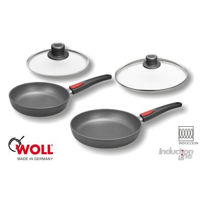 Lote 2 Sartenes de Titanio Woll de 24 y 28 cm (1524ILB y 1528ILB) y 2 tapas (S24M y S28M) - Induction Line - Cuchillalia