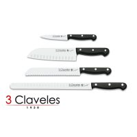 Lote básico de 4 cuchillos para la cocina 3 Claveles Uniblock: Mondador 1108 Santoku 1124 Panero 1120 Jamonero 1140