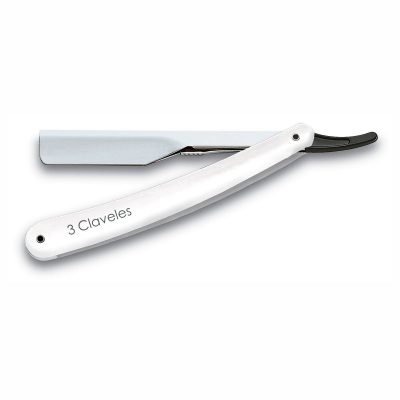 Navaja de afeitar blanca de 24 cm - 3 Claveles 12652 - Cuchillalia.com