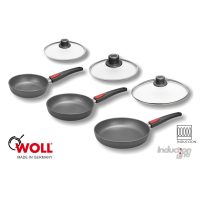 Lote 3 Sartenes de Titanio Woll de 20, 24 y 28 cm (1520ILB, 1524ILB y 1528ILB) y 3 tapas (S20M, S24M y S28M) - Induction Line - Cuchillalia