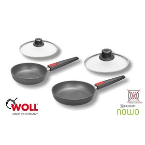 Lote 2 Sartenes de Titanio Woll de 20 y 24 cm (1520N y 1524N) y 2 tapas (S20M y S24M) - TITANIUM NOWO - Cuchillalia