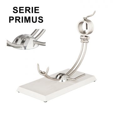 Soporte jamonero Afinox Serie PRIMUS “PR-SB” con base de Silestone Blanco NO Estelar y cabezal giratorio