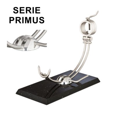 Soporte jamonero Afinox Serie PRIMUS "PR-SN" con base de Silestone Negro Estelar y cabezal giratorio
