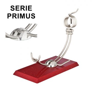 Soporte jamonero Afinox Serie PRIMUS “PR-SR” con base de Silestone Rojo Estelar y cabezal giratorio