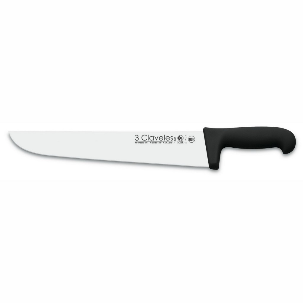 3 Claveles Proflex - Cuchillo Profesional Carnicero Ancho 22 Cm Microban Amarillo
