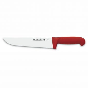 Cuchillo de Carnicero 3 Claveles 1291 de 20 cm con mango rojo de polipropileno esterilizable a 135ºC
