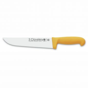 Cuchillo de Carnicero 3 Claveles 1384 de 20 cm con mango amarillo de polipropileno esterilizable a 135ºC