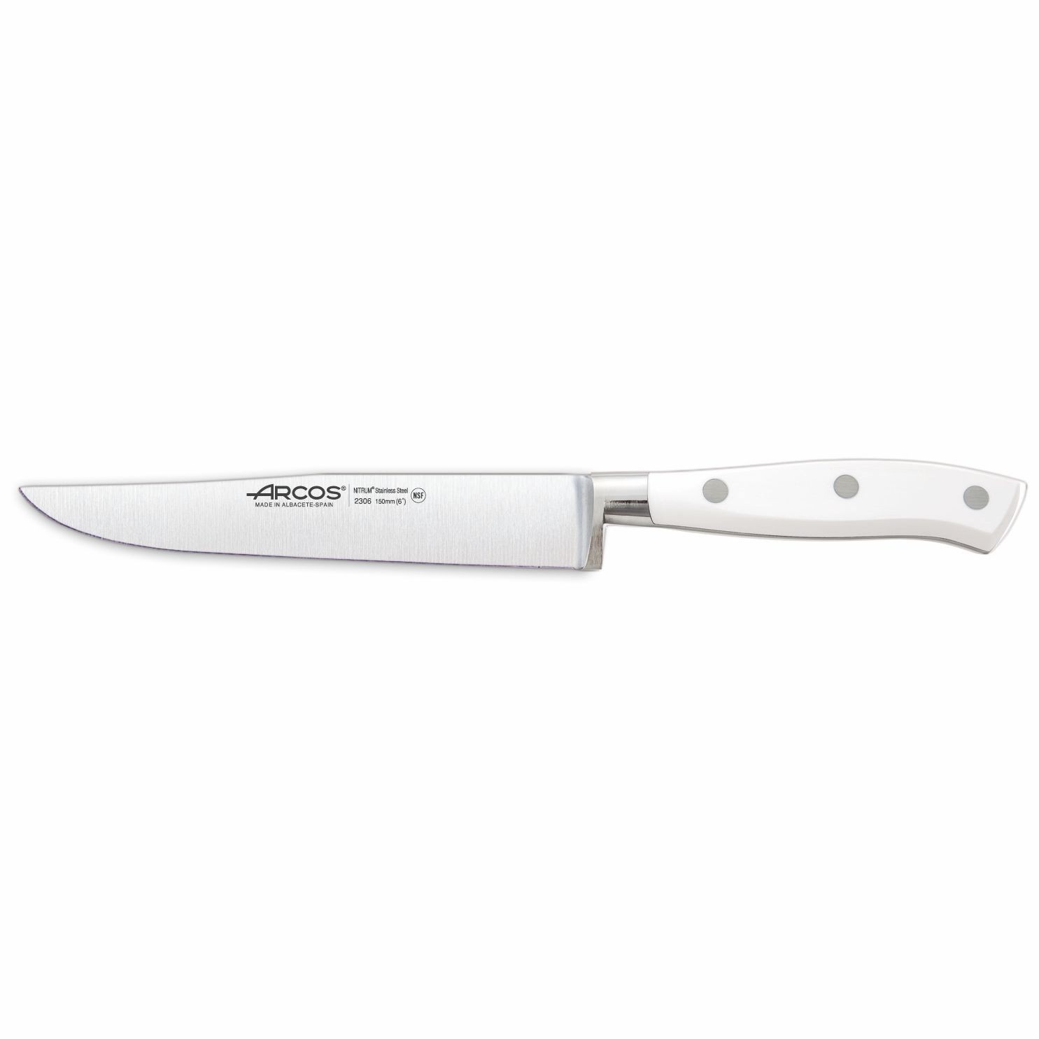 Cuchillo Jamonero alveolado Riviera Blanco de Arcos. Catálogo Cuchillería y  corte Cuchillos profesionales Serie RIVIERA . Catálogo CRISOL.