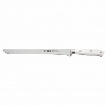 Cuchillalia – Arcos Riviera 231024 – Cuchillo jamonero alveolado de 250mm de mango BLANCO