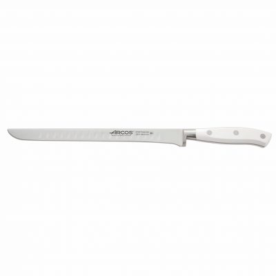 Cuchillalia - Arcos Riviera 231024 - Cuchillo jamonero alveolado de 250mm de mango BLANCO