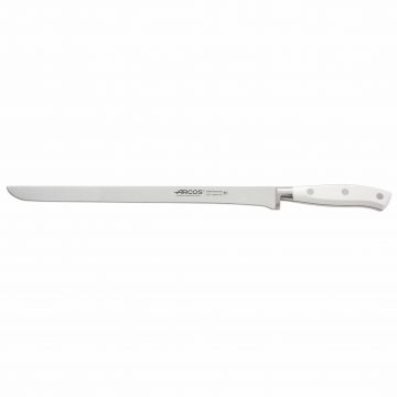 Cuchillalia – Arcos Riviera 231124 – Cuchillo jamonero alveolado de 300mm de mango BLANCO