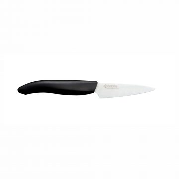 Cuchillalia – KYOCERA FK-075WH-BK – Cuchillo Mondador de cerámica de 75 mm – Mango Negro – Hoja Blanca