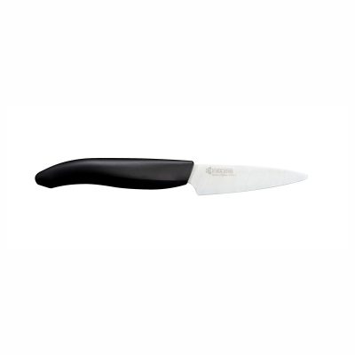 Cuchillalia - KYOCERA FK-075WH-BK - Cuchillo Mondador de cerámica de 75 mm - Mango Negro - Hoja Blanca