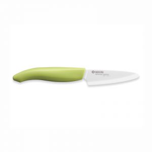 Cuchillalia - KYOCERA FK-075WH-GR - Cuchillo Mondador de cerámica de 75 mm - Mango Verde - Hoja Blanca