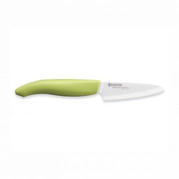 Cuchillalia – KYOCERA FK-075WH-GR – Cuchillo Mondador de cerámica de 75 mm – Mango Verde – Hoja Blanca