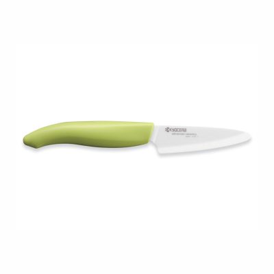 Cuchillalia - KYOCERA FK-075WH-GR - Cuchillo Mondador de cerámica de 75 mm - Mango Verde - Hoja Blanca