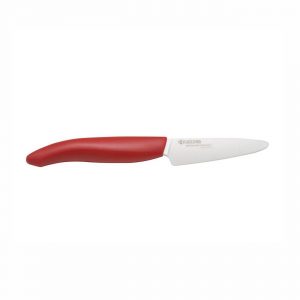 Cuchillalia - KYOCERA FK-075WH-RD - Cuchillo Mondador de cerámica de 75 mm - Mango Rojo - Hoja Blanca