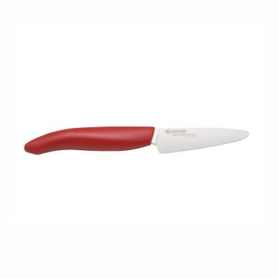 Cuchillalia - KYOCERA FK-075WH-RD - Cuchillo Mondador de cerámica de 75 mm - Mango Rojo - Hoja Blanca