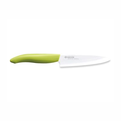 Cuchillalia - KYOCERA FK-110WH-GR - Cuchillo Office/Universal de cerámica de 110 mm - Mango Verde - Hoja Blanca