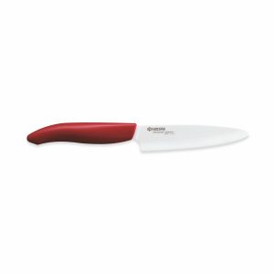 Cuchillalia - KYOCERA FK-110WH-RD - Cuchillo Office/Universal de cerámica de 110 mm - Mango Rojo - Hoja Blanca