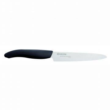Cuchillalia – KYOCERA FK-125WH-BK – Cuchillo para Tomate de cerámica de 125 mm – Mango Negro – Hoja Blanca