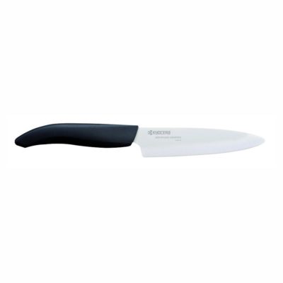 Cuchillo de cerámica de 11 cm Kyocera FK-110WH-BK - Mango Negro - Hoja Blanca - Cuchillalia