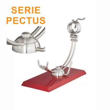 Soporte jamonero Afinox Serie PECTUS “PE-SR” con base de Silestone Rojo Estelar y cabezal giratorio