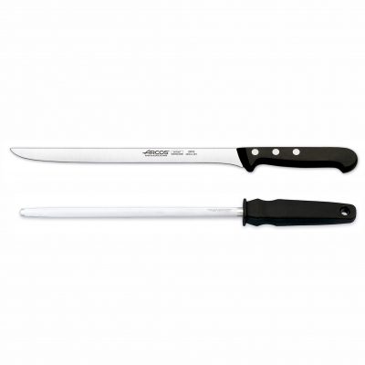 Juego de Cuchillo Jamonero de 24 cm y Chaira - Arcos 285500 - Cuchillalia