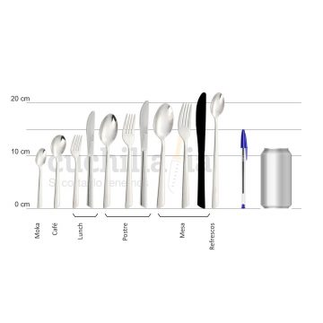 Comparativa del tamaño del cuchillo de mesa con resto serie Arcos Toscana