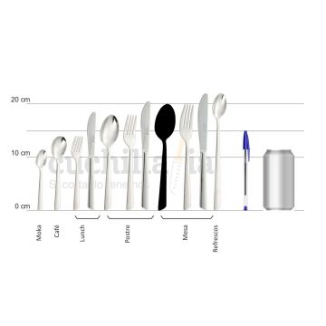 Comparativa del tamaño de la cuchara de mesa con resto serie Arcos Toscana