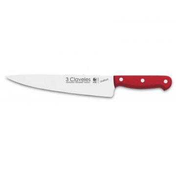 Cuchillo Cocinero de mango rojo 25 cm Línea UNIBLOCK – 3 Claveles 1909 – Cuchillalia