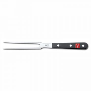 Tenedor trinchante de chef forjado con mango negro de 16 cm – Wüsthof Classic 4410-7/16