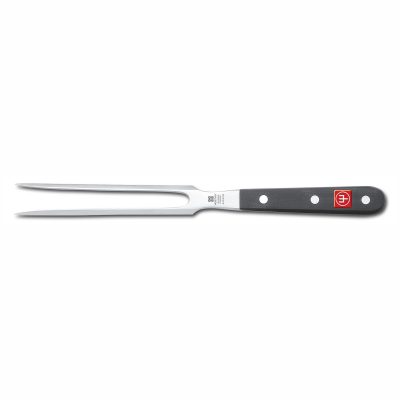 Tenedor trinchante de chef forjado con mango negro de 18 cm - Wüsthof Classic 4410-7/18