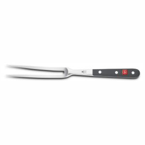 Tenedor trinchante de chef curvo forjado con mango negro de 20 cm - Wüsthof Classic 4411-7/20