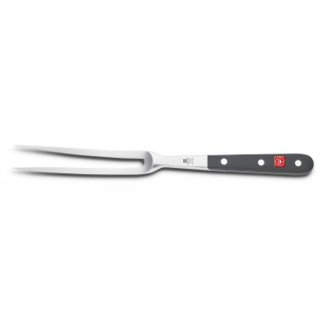 Tenedor trinchante de chef curvo forjado con mango negro de 20 cm – Wüsthof Classic 4411-7/20