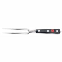 Tenedor trinchante de chef forjado con mango negro de 16 cm - Wüsthof Classic 4413-7/16